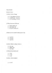 English Worksheet: WAR HORSE BOOK, MULTIPLE CHOICE