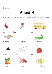 English Worksheet: A and B
