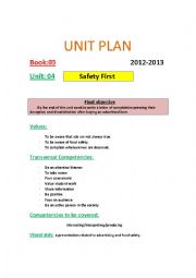 English Worksheet: safety first unit plan