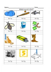 English Worksheet: Beginning Sounds B, C, F G