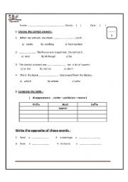 English Worksheet: Varied Quiz - prep., stage