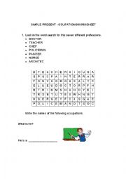 English Worksheet: Simple present occupations Worksheet