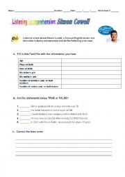 English Worksheet: Listening/comprehension: Simon Cowell