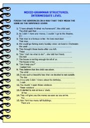 English Worksheet: Mixed grammar revision