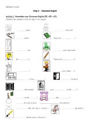 English Worksheet: classroom English