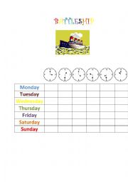 English Worksheet: Battleship - days of the week and time game