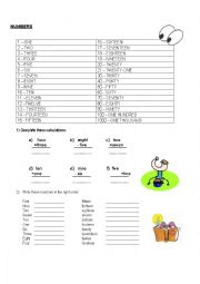 English Worksheet: Numbers 1-100 with maths