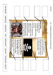 Pirate themed labeling features of an informtion text