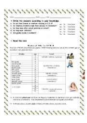 English Worksheet: school system in USA