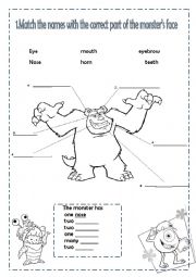 English Worksheet: Monsters face
