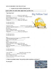 Big yellow taxi - song worksheet