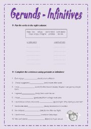 English Worksheet: gerund or infinitive