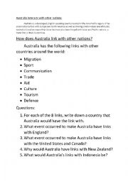 English Worksheet: Australia interacts with other nations
