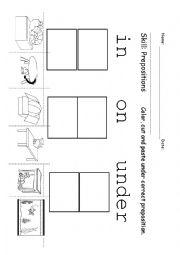 English Worksheet: Prepositions, IN, ON, UNDER