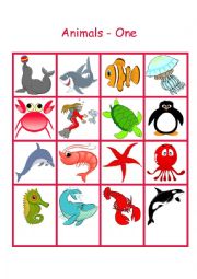 English Worksheet: Sea Life Bingo