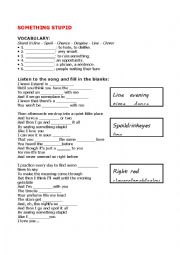 English Worksheet: Something stupid: song sheet