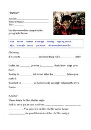 English Worksheet: Thriller cloze