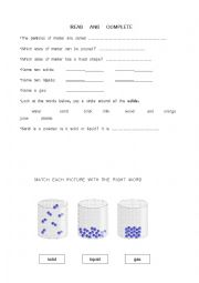 English Worksheet: Matter test
