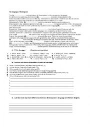 English Worksheet: Reading comprehention: the language of Shakespeare