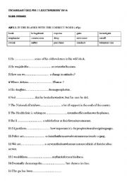 English Worksheet: vocabulary quiz for B1 students