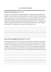 English Worksheet: daily routines