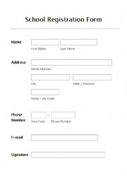 English Worksheet: Registration Form