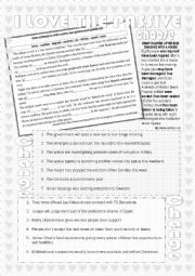 English Worksheet: I love the passive