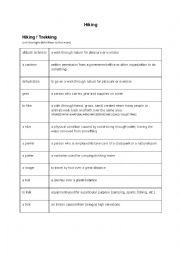 English Worksheet: Hiking vocabulary