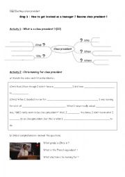 English Worksheet: electing a class president