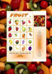 English Worksheet: Fruit : matching exercise
