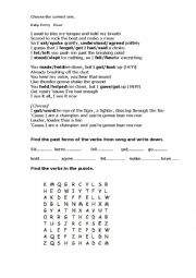 English Worksheet: Past simple exercise with katy perry songs
