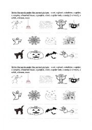 English Worksheet: Halloween vocabulary match exercise