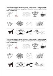 Halloween vocabulary match exercise