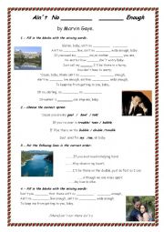 English Worksheet: Aint no Mountain High Enough