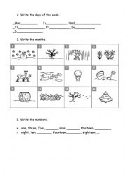 English Worksheet: days and months
