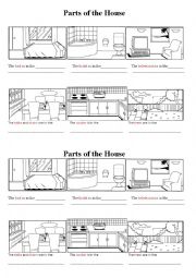 English Worksheet: Parts of the house 