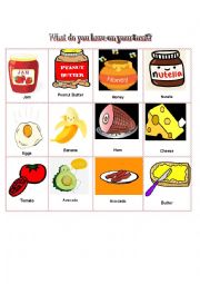 English Worksheet: What do you like to have on your toast?