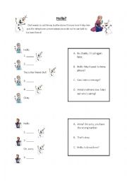 English Worksheet: Telephone Conversation - Frozen