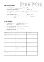 English Worksheet: Introducing the Present Perfect