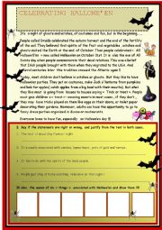 English Worksheet: Halloween : reading