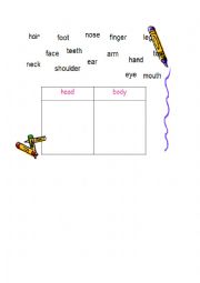 English Worksheet: Body parts