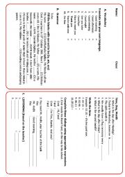 English Worksheet: date, time, greeting