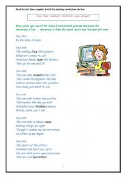 English Worksheet: POEM ABOUT SECRETARY