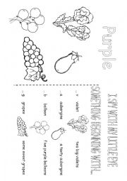 English Worksheet: colouring purple