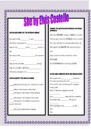 English Worksheet: Song - She by Elvis Costello