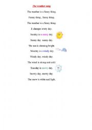 English Worksheet: the weather song