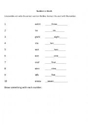 English Worksheet: Numbers