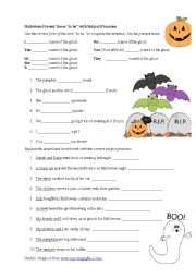 English Worksheet: Halloween Themed Present Tense 