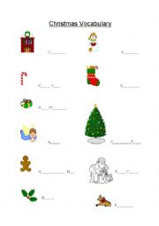 English Worksheet: Christmas words