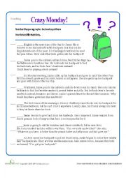 English Worksheet: crazymonday story